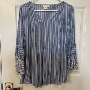 Blue and White Striped Tunic Top